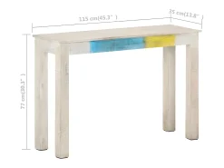 Mesa consola de madera de mango rugosa blanca 115x35x77 cm ES869480