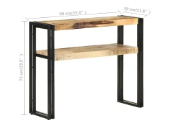 Mesa consola de madera de mango rugosa 90x30x75 cm ES558073