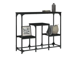 Mesa consola de madera de ingeniería negra 89,5x28x76 cm