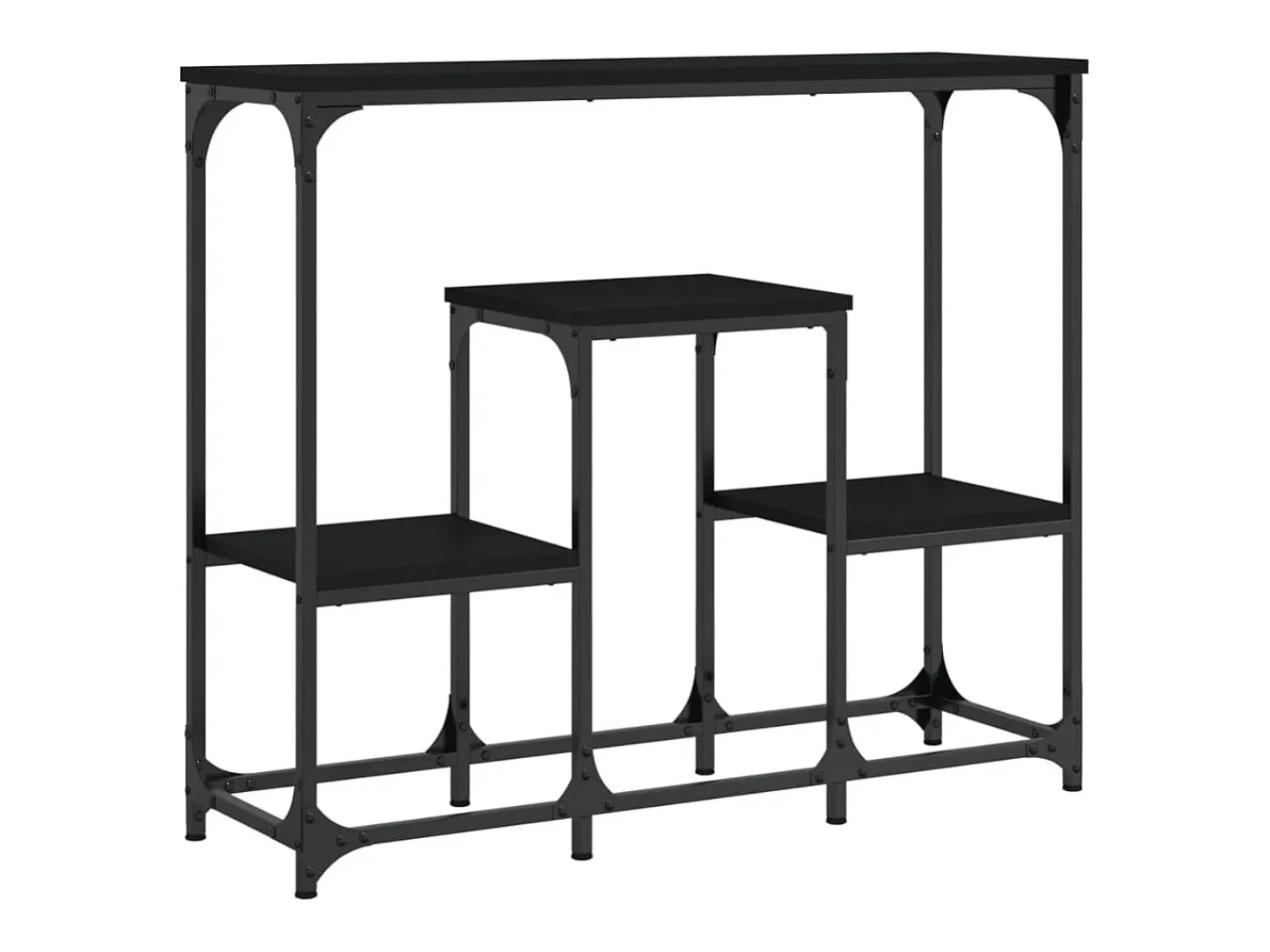 Mesa consola de madera de ingeniería negra 89,5x28x76 cm