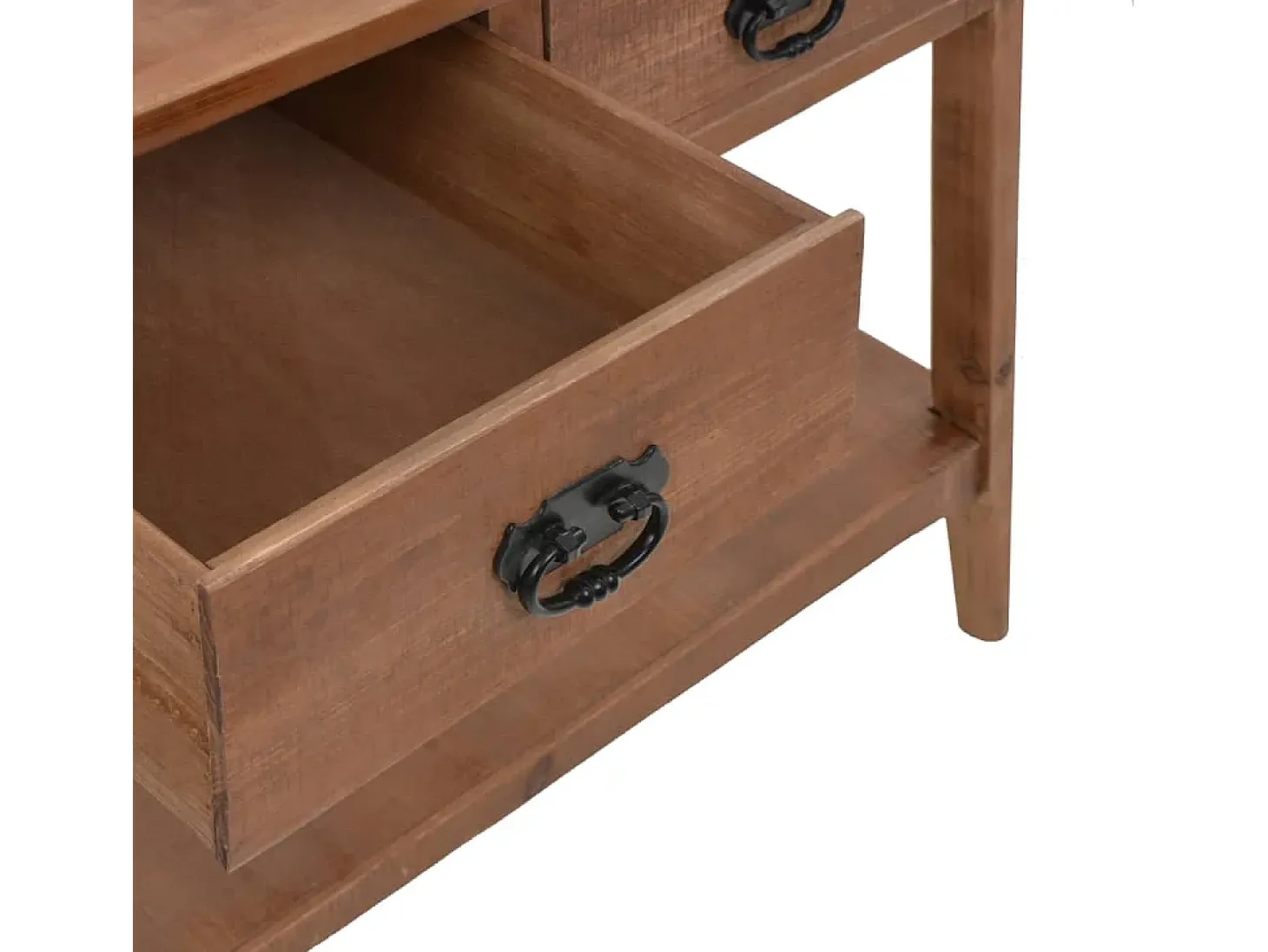 Mesa consola de madera de abeto maciza marrón 126x40x77,5 cm