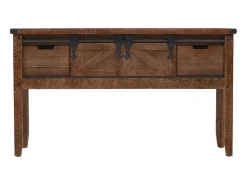 Mesa consola de madera de abeto maciza marrón 131x35,5x75 cm