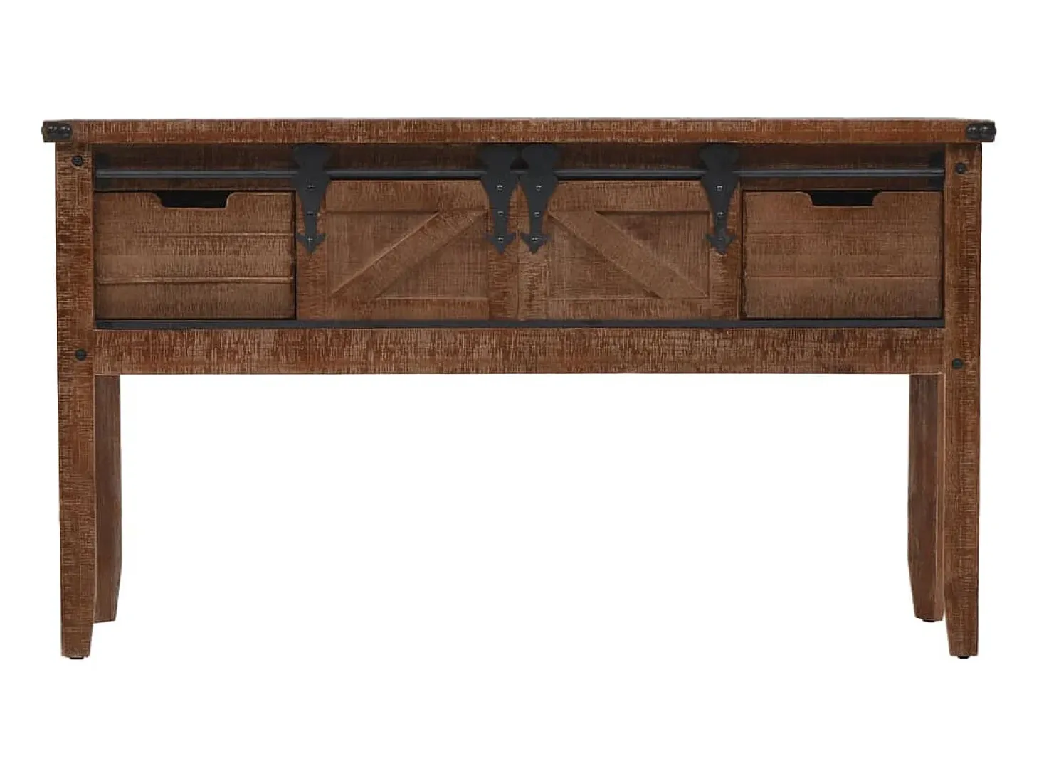 Mesa consola de madera de abeto maciza marrón 131x35,5x75 cm