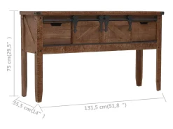 Mesa consola de madera de abeto maciza marrón 131x35,5x75 cm