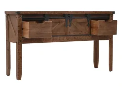Mesa consola de madera de abeto maciza marrón 131x35,5x75 cm