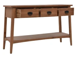 Mesa consola de madera de abeto maciza marrón 126x40x77,5 cm