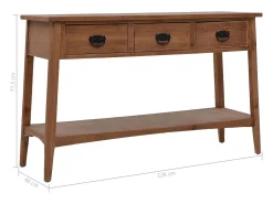 Mesa consola de madera de abeto maciza marrón 126x40x77,5 cm
