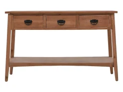 Mesa consola de madera de abeto maciza marrón 126x40x77,5 cm