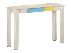 Mesa consola de madera de mango rugosa blanca 115x35x77 cm