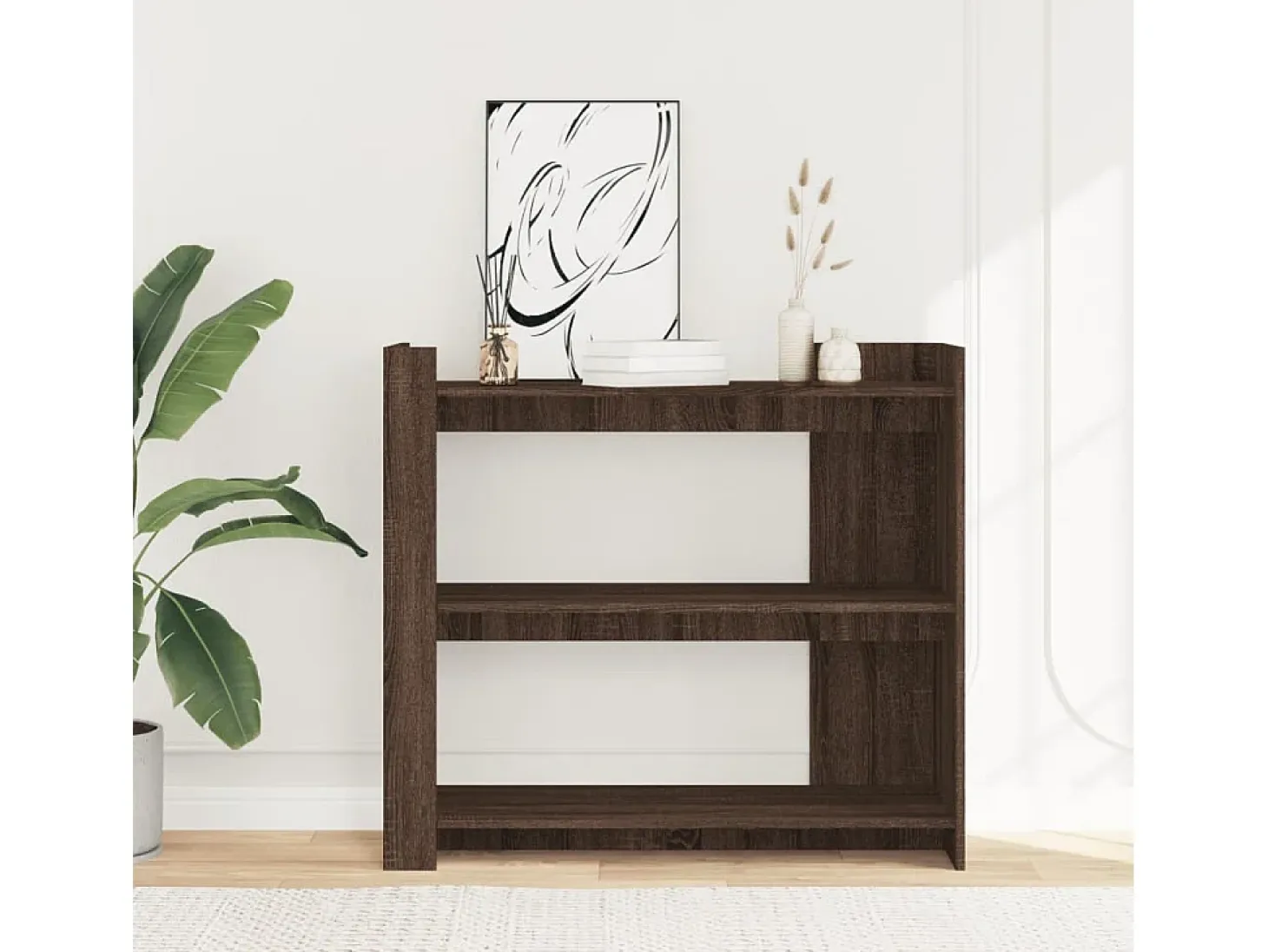 Mesa consola de madera de ingeniería marrón roble 100x35x90 cm