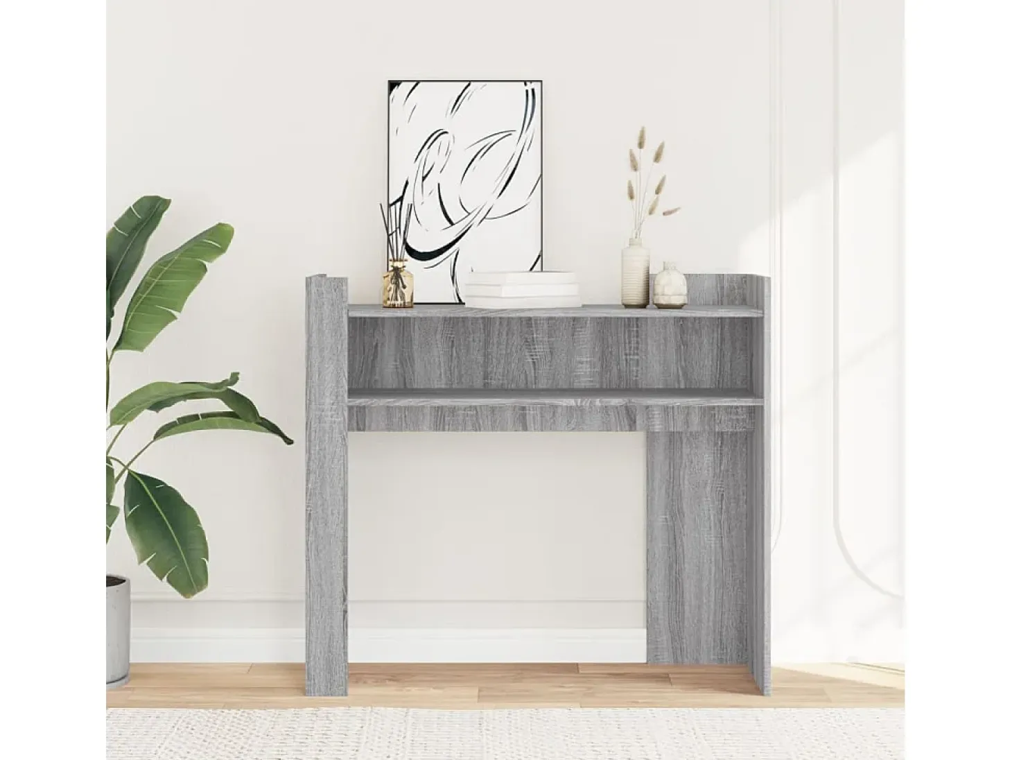 Mesa consola de madera de ingeniería gris Sonoma 100x35x90 cm