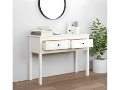Mesa consola de madera maciza de pino blanco 100x35x75 cm ES526968