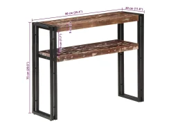 Mesa consola de madera maciza reciclada 90x30x75 cm