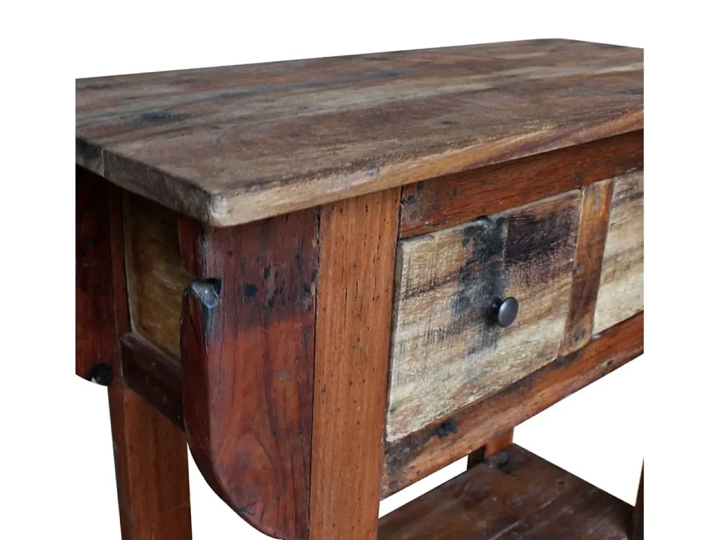 Mesa consola de madera maciza reciclada 80x35x80 cm