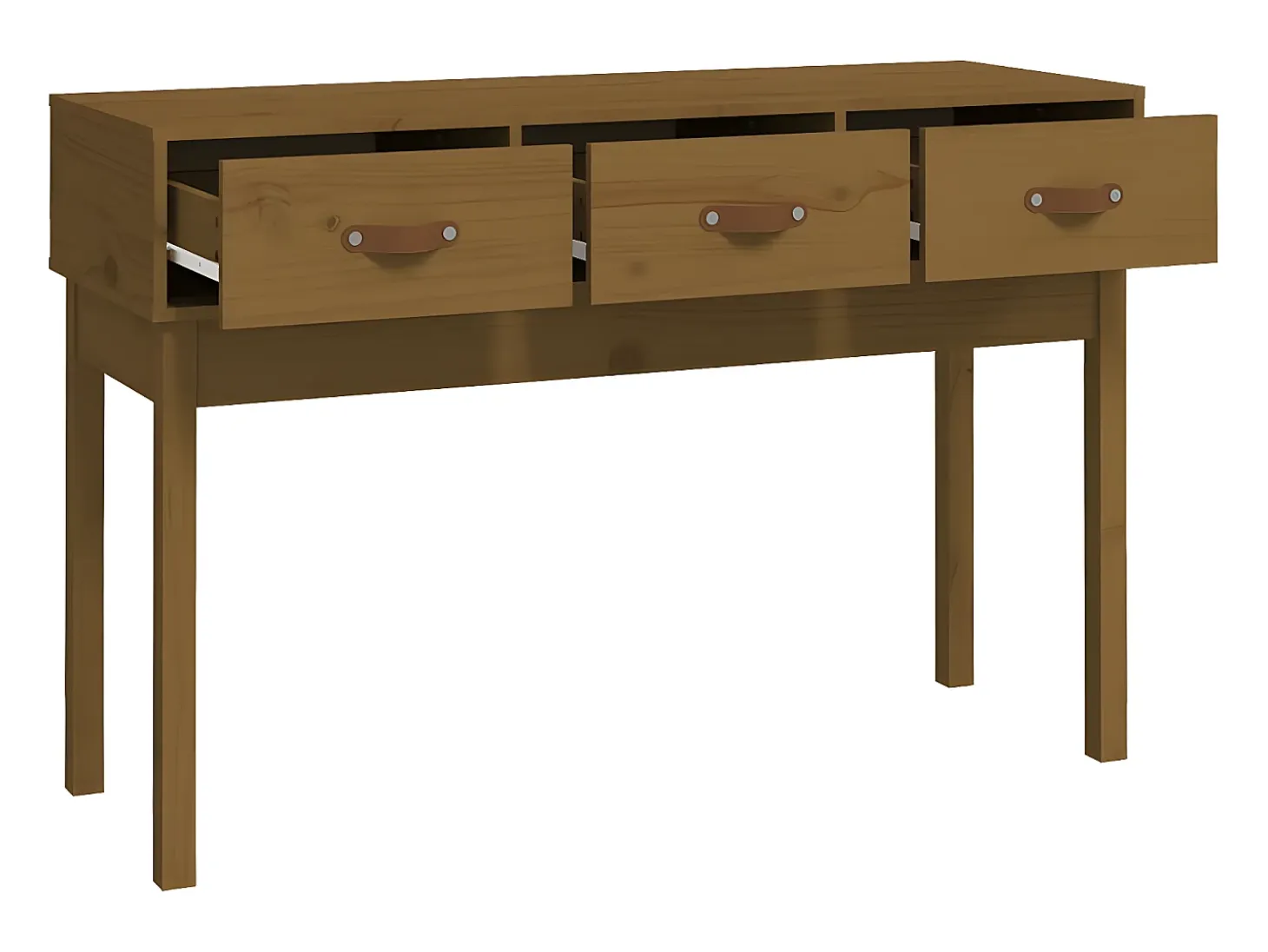 Mesa consola de madera maciza de pino marrón miel 114x40x75 cm