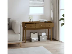 Mesa consola de madera maciza de pino marrón miel 114x40x75 cm