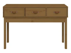 Mesa consola de madera maciza de pino marrón miel 114x40x75 cm