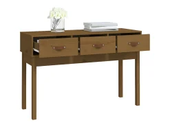 Mesa consola de madera maciza de pino marrón miel 114x40x75 cm