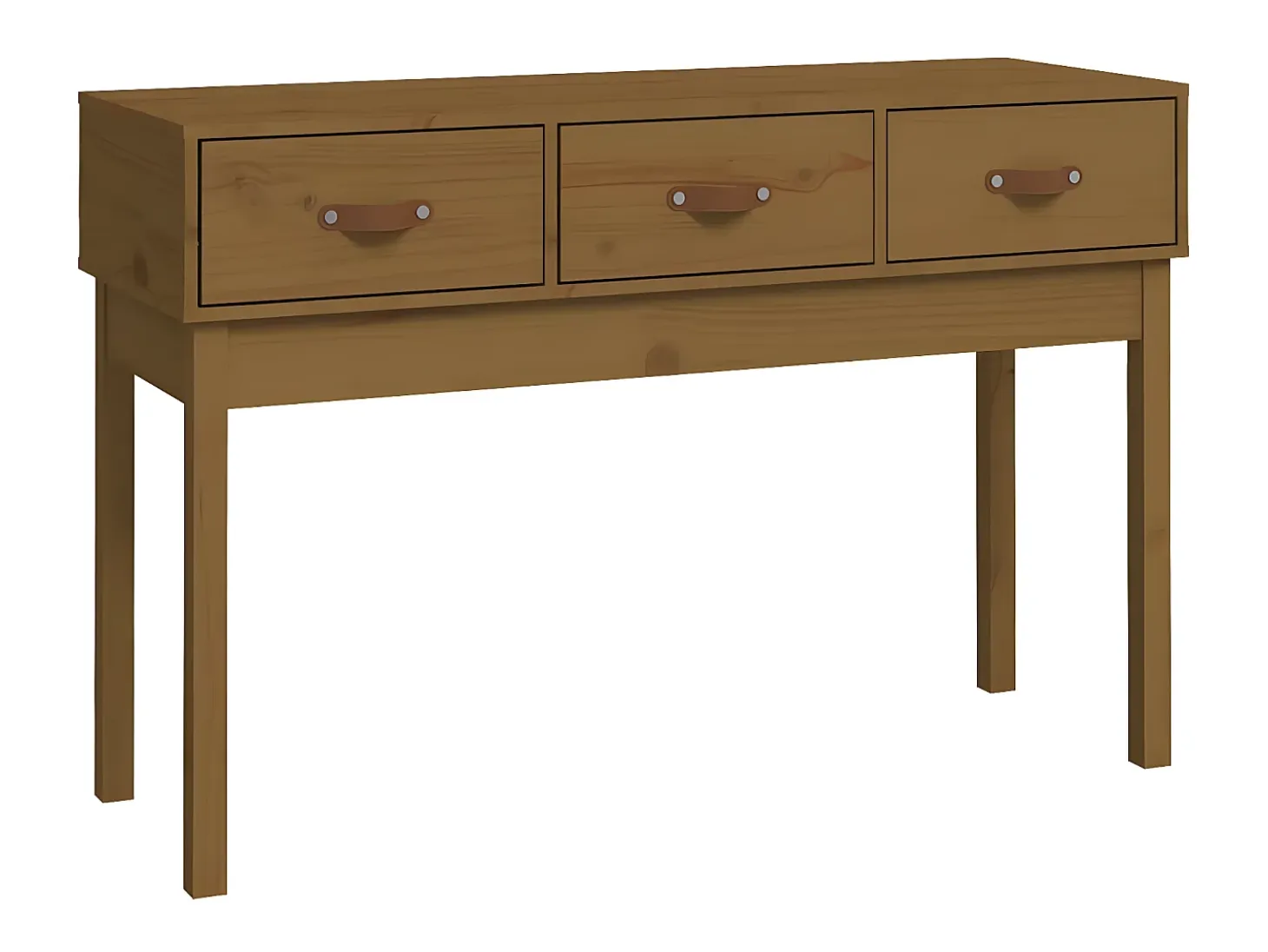 Mesa consola de madera maciza de pino marrón miel 114x40x75 cm