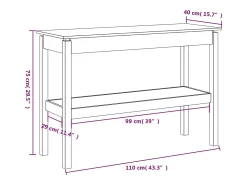 Mesa consola de madera maciza de pino blanco 110x40x75 cm
