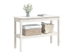 Mesa consola de madera maciza de pino blanco 110x40x75 cm
