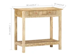 Mesa consola de madera maciza de mango 80x35x74 cm