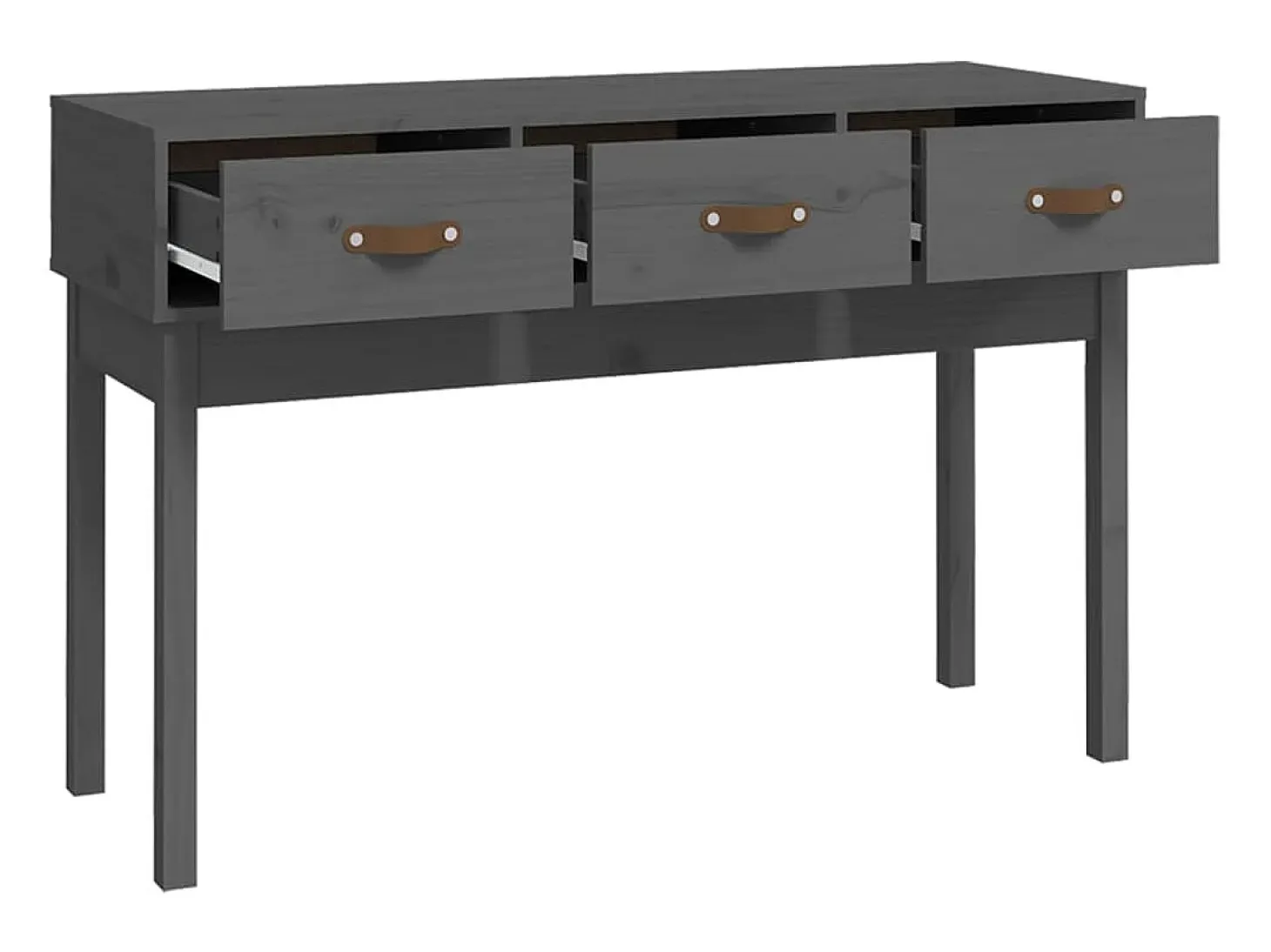 Mesa consola de madera maciza de pino gris 114x40x75 cm