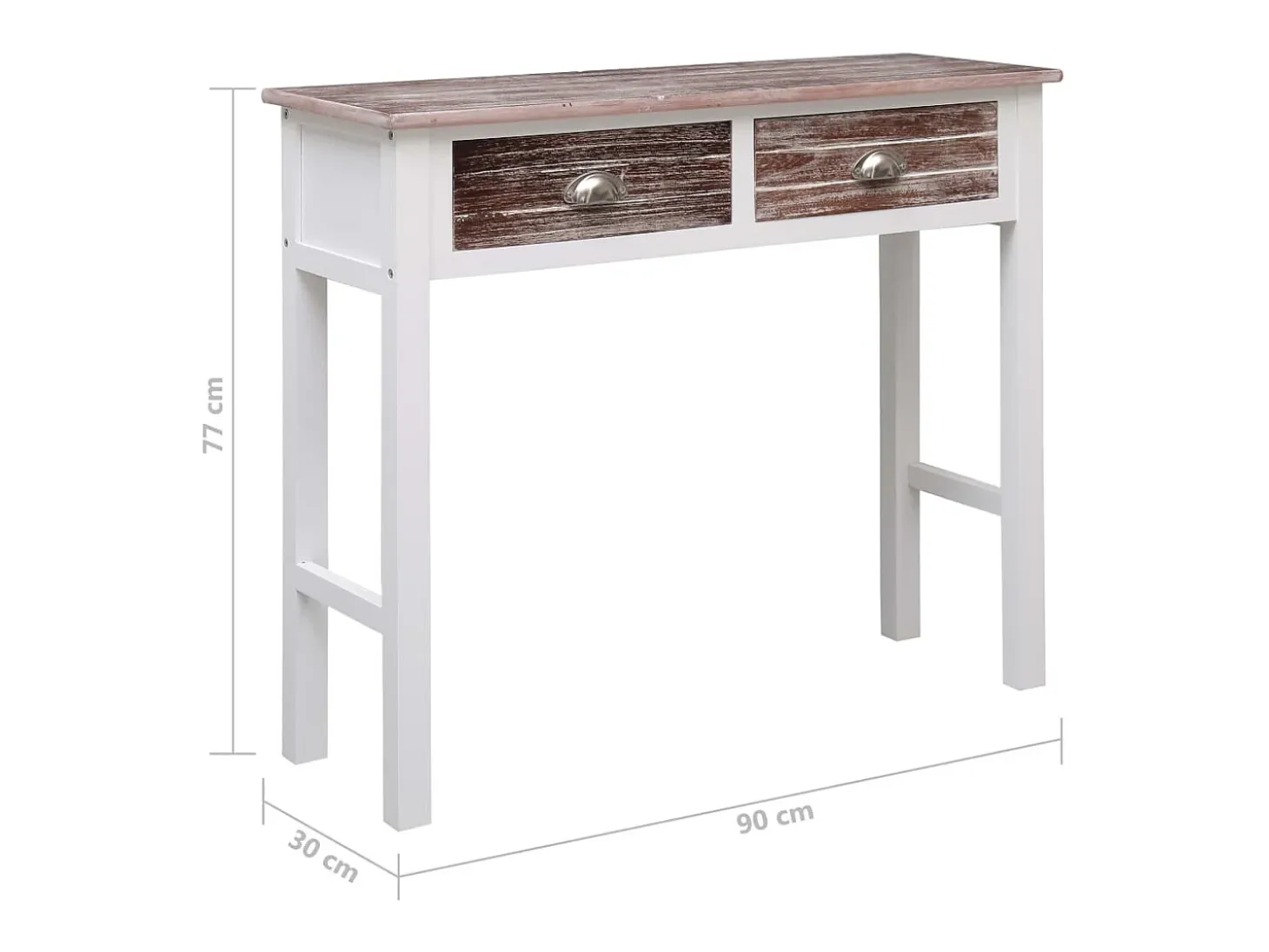 Mesa consola de madera marrón 90x30x77 cm