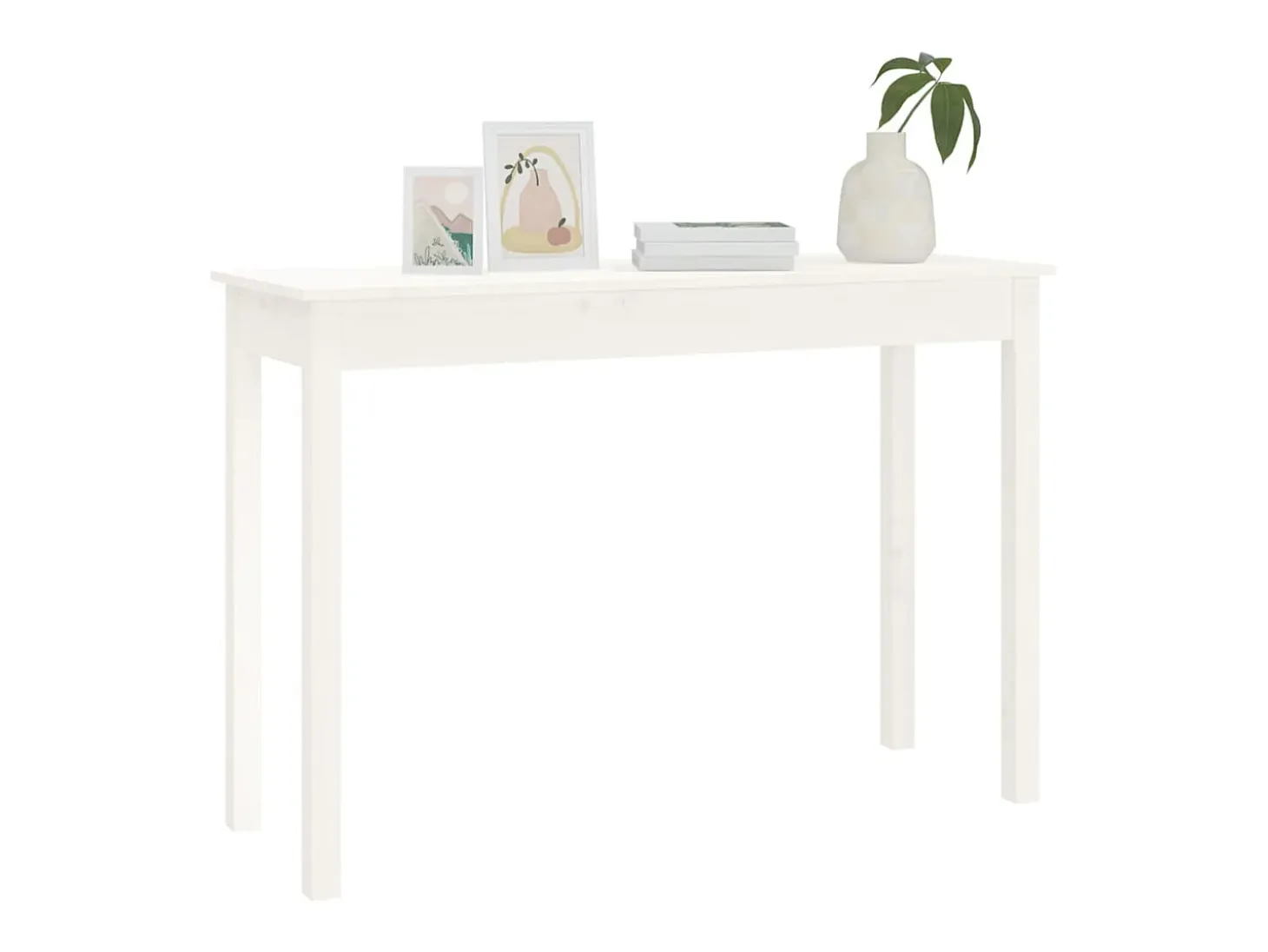 Mesa consola de madera maciza de pino blanco 110x40x75 cm ES558749
