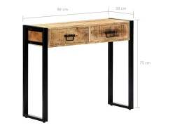 Mesa consola de madera maciza de mango 90x30x75 cm