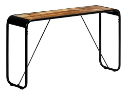 Mesa consola de madera maciza de mango sin tratar 140x35x76 cm
