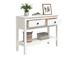 Mesa consola de madera maciza de pino blanco 100x35x75 cm ES683913