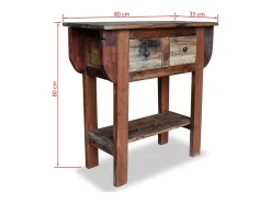 Mesa consola de madera maciza reciclada 80x35x80 cm ES177630
