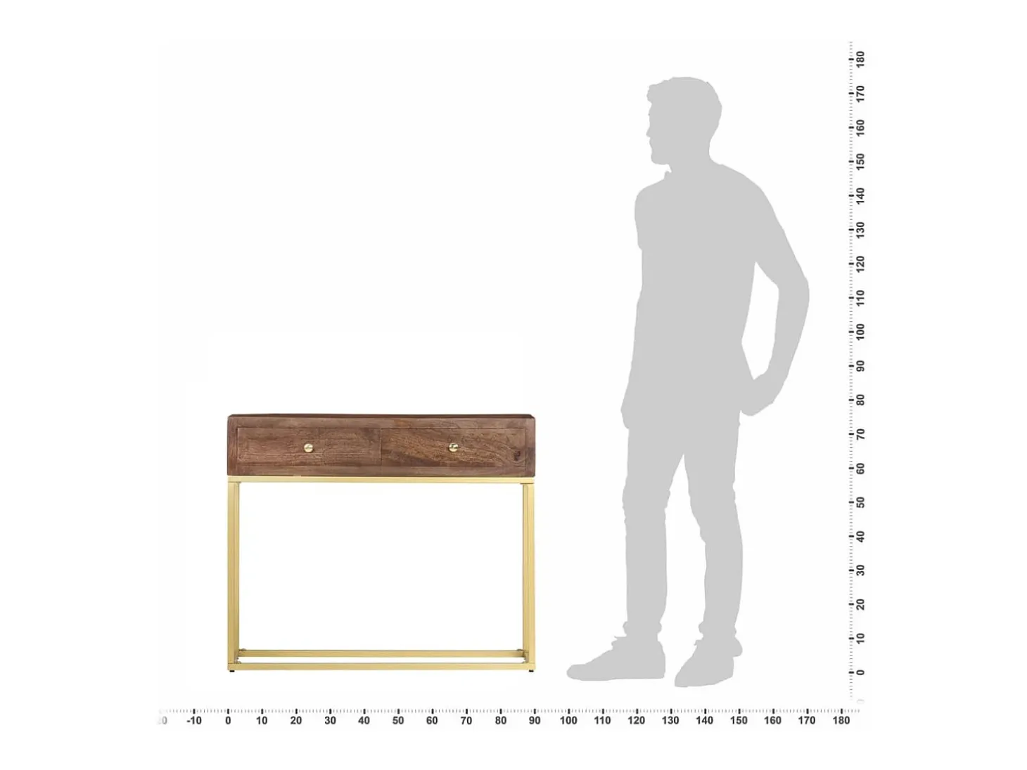Mesa consola de madera maciza de mango 90x30x75 cm