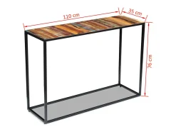 Mesa consola de madera maciza reciclada 110x35x76 cm