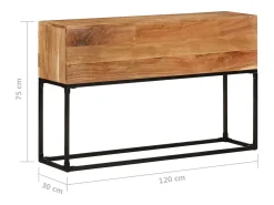 Mesa consola de madera maciza de acacia 120x30x75 cm