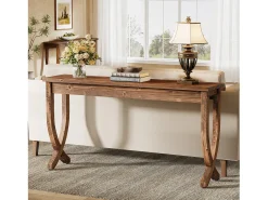 Mesa consola de madera maciza de 160 cm, mesa de entrada de estilo campestre, larga mesa de sofá