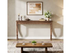 Mesa consola de madera maciza de 160 cm, mesa de entrada de estilo campestre, larga mesa de sofá
