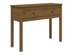Mesa consola de madera maciza de pino marrón miel 100x35x75 cm