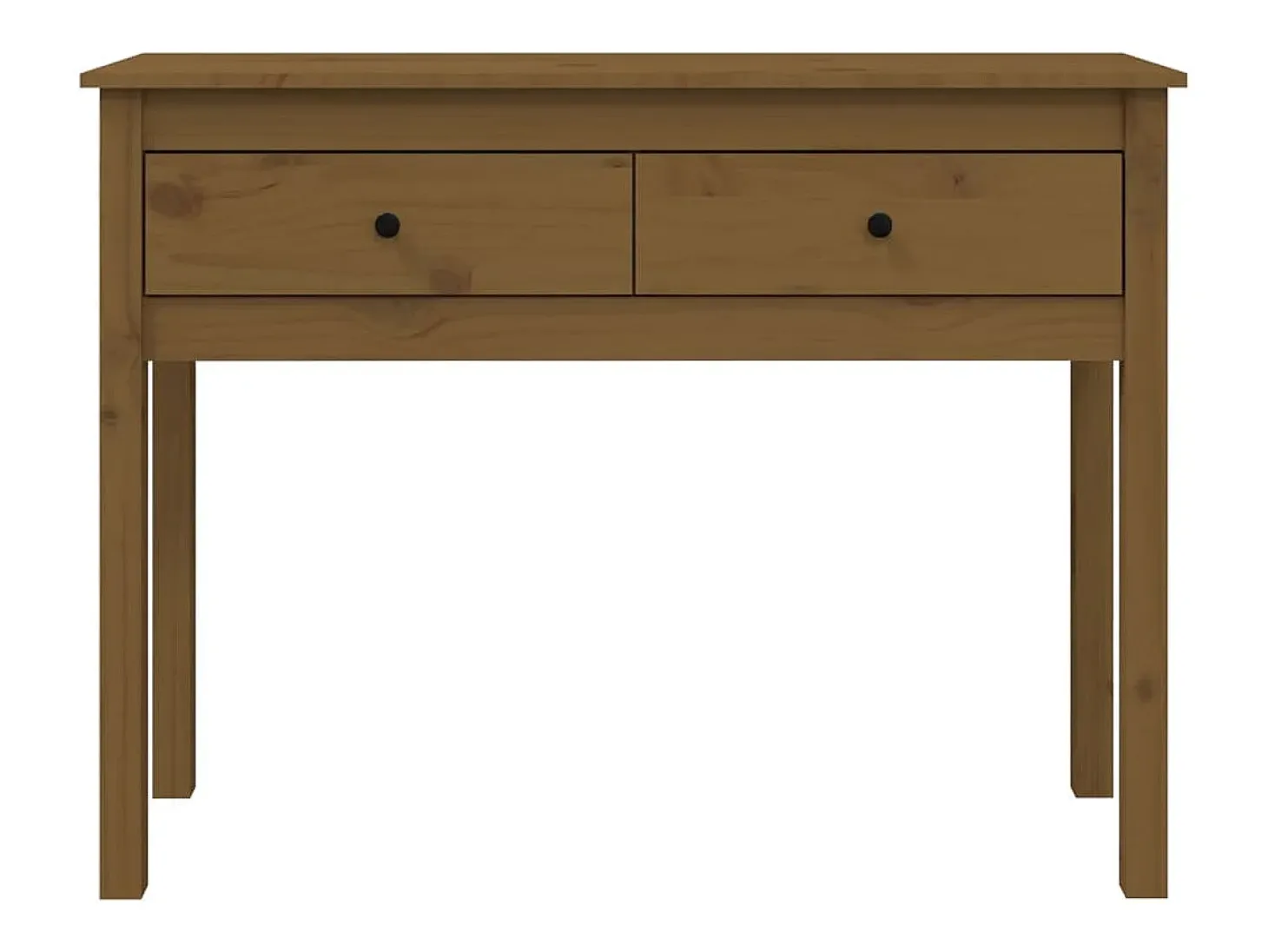 Mesa consola de madera maciza de pino marrón miel 100x35x75 cm