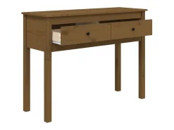 Mesa consola de madera maciza de pino marrón miel 100x35x75 cm