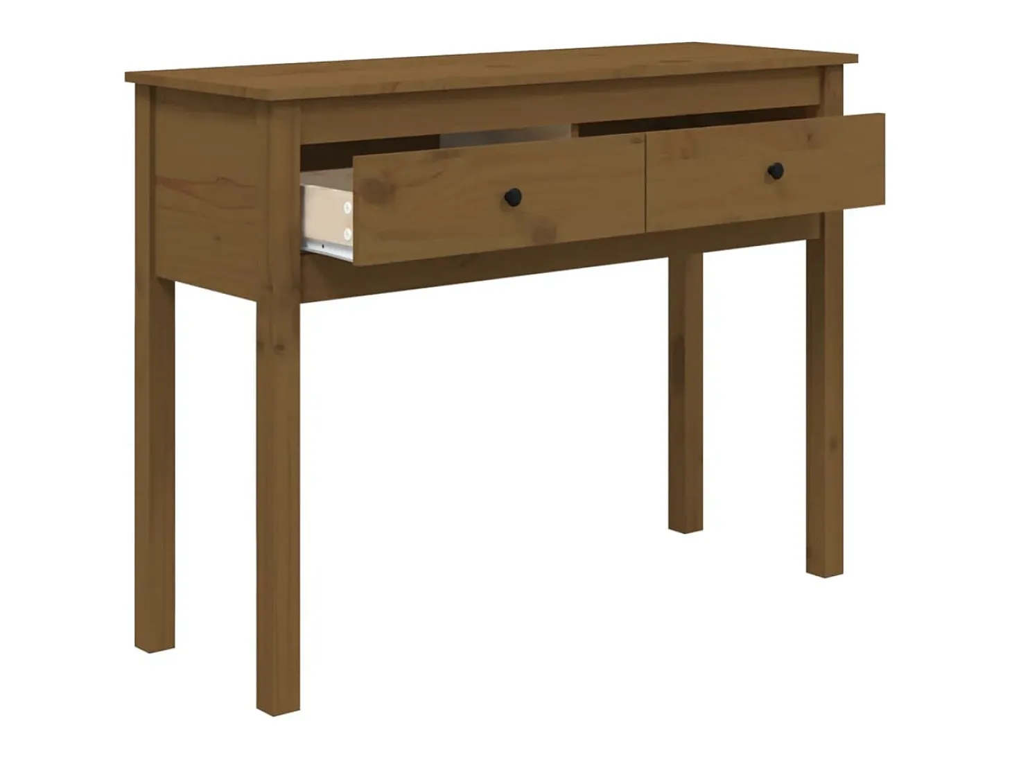 Mesa consola de madera maciza de pino marrón miel 100x35x75 cm