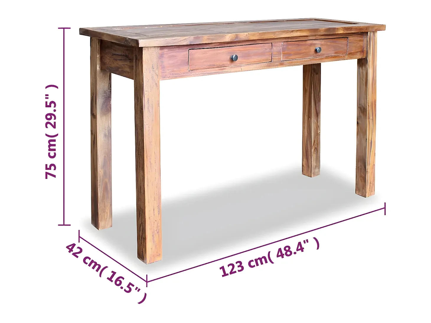 Mesa consola de madera maciza reciclada 123x42x75 cm ES336237