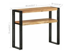Mesa consola de madera maciza de acacia 90x30x75 cm