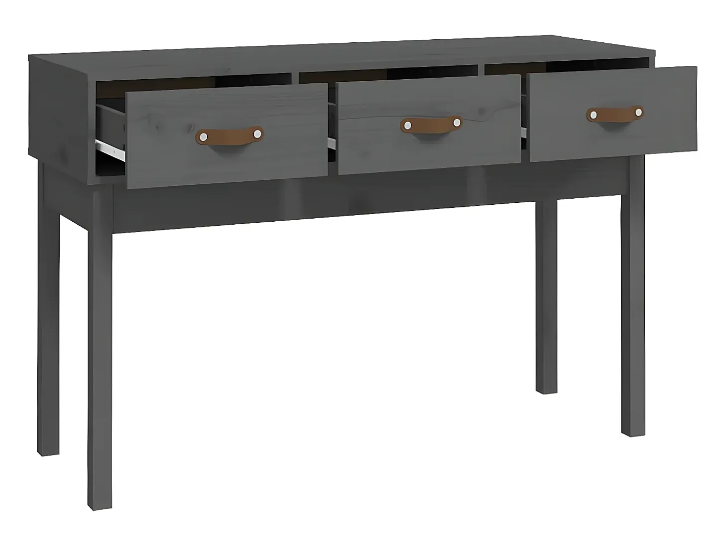 Mesa consola de madera maciza de pino gris 114x40x75 cm