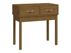 Mesa consola de madera maciza de pino marrón miel 76,5x40x75 cm