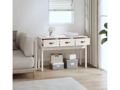 Mesa consola de madera maciza de pino blanco 114x40x75 cm
