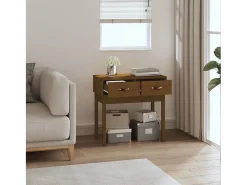 Mesa consola de madera maciza de pino marrón miel 76,5x40x75 cm