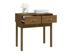 Mesa consola de madera maciza de pino marrón miel 76,5x40x75 cm
