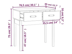 Mesa consola de madera maciza de pino marrón miel 76,5x40x75 cm